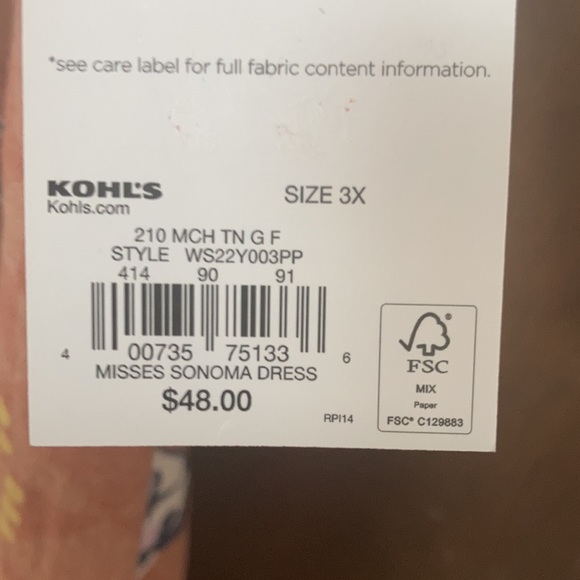 Relisted Sonoma sleeveless floral print dress with pockets 3X or 4X - Picture 8 of 17